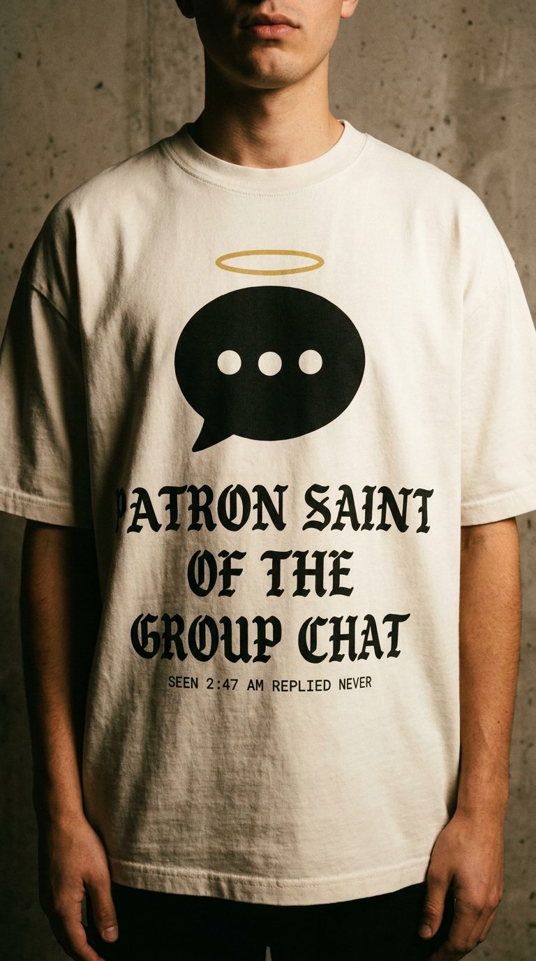 Patron Saint of the Group Chat Tee — Bone