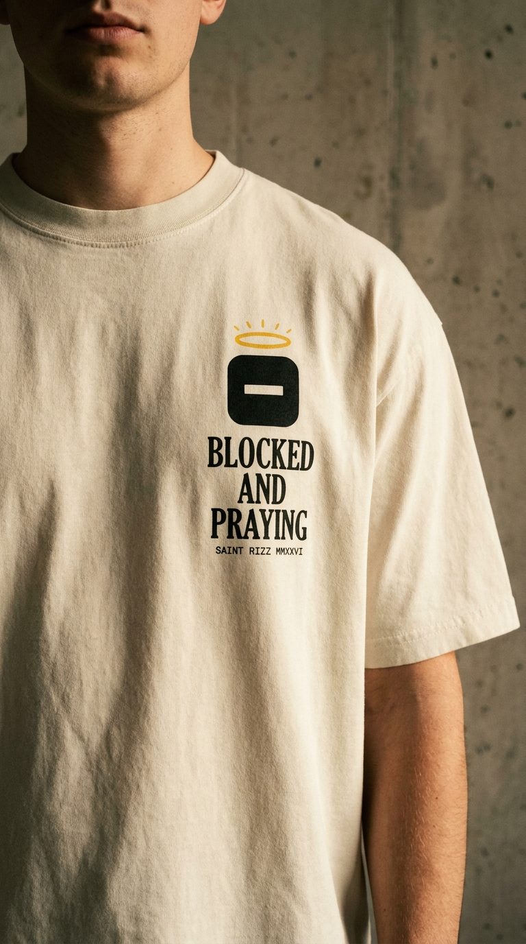 Blocked & Praying Tee — Bone