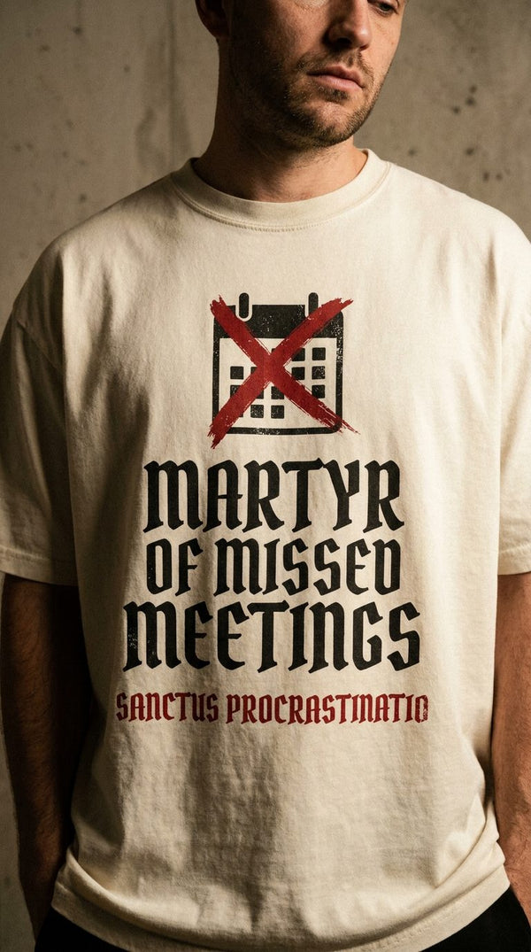 Martyr of Missed Meetings Tee — Bone