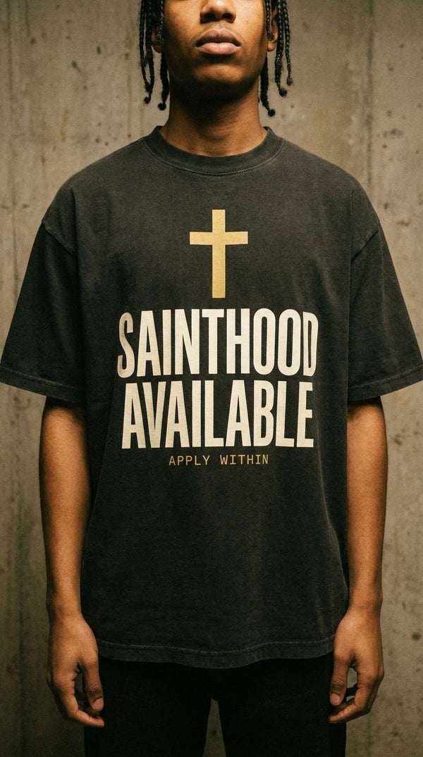 Sainthood Available Tee — Black