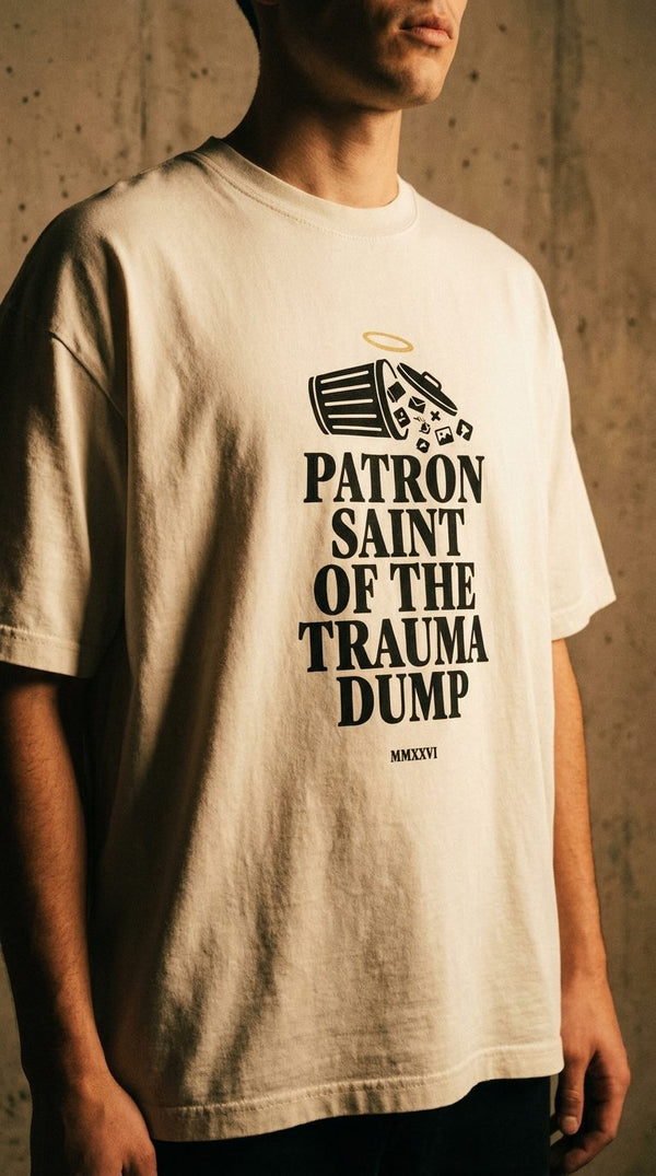 Patron Saint of the Trauma Dump Tee — Bone