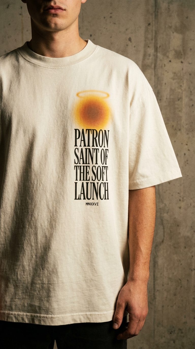 Patron Saint of the Soft Launch Tee — Bone